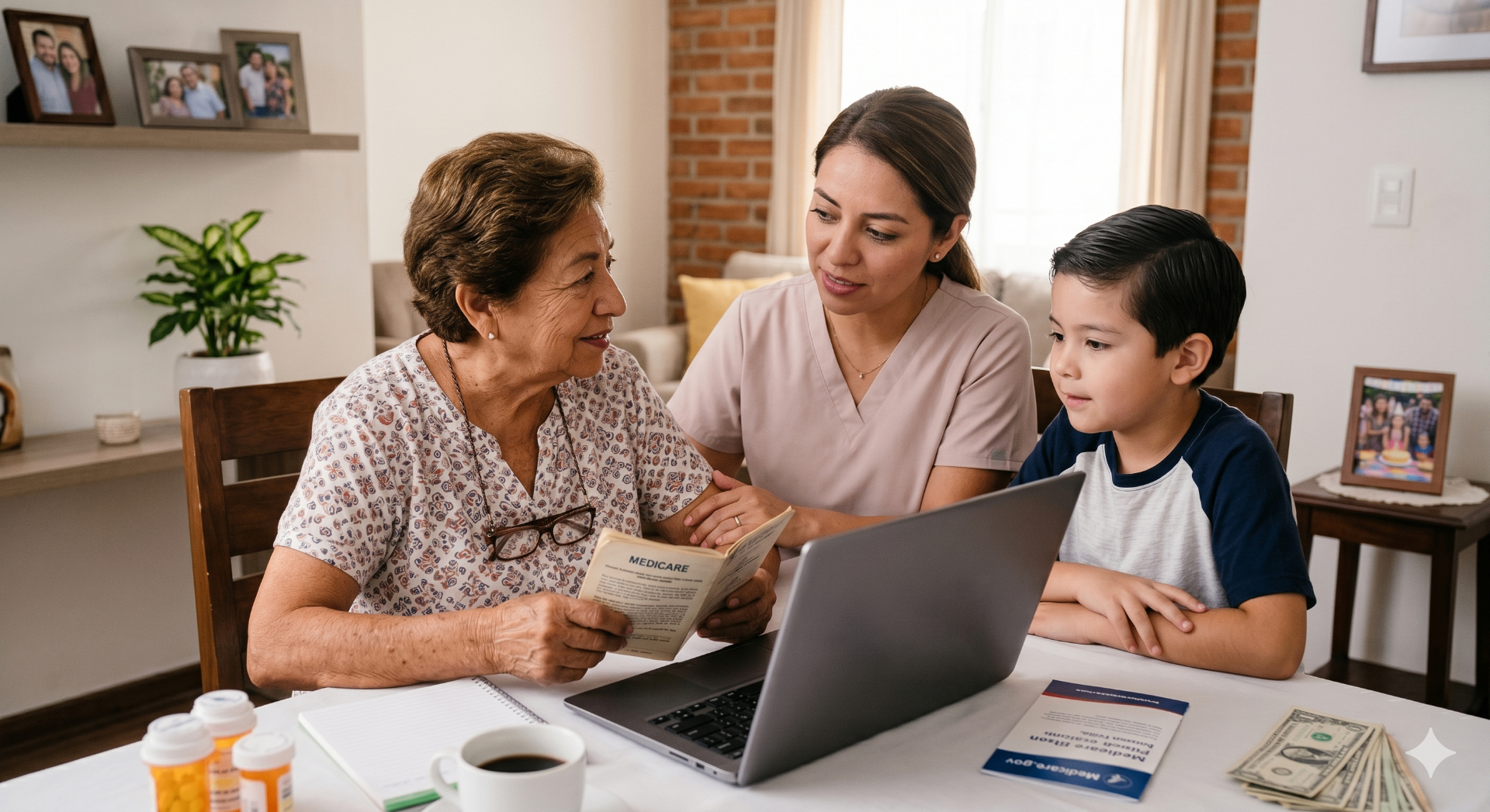 Licensed agent helping a senior review Medicare options at home